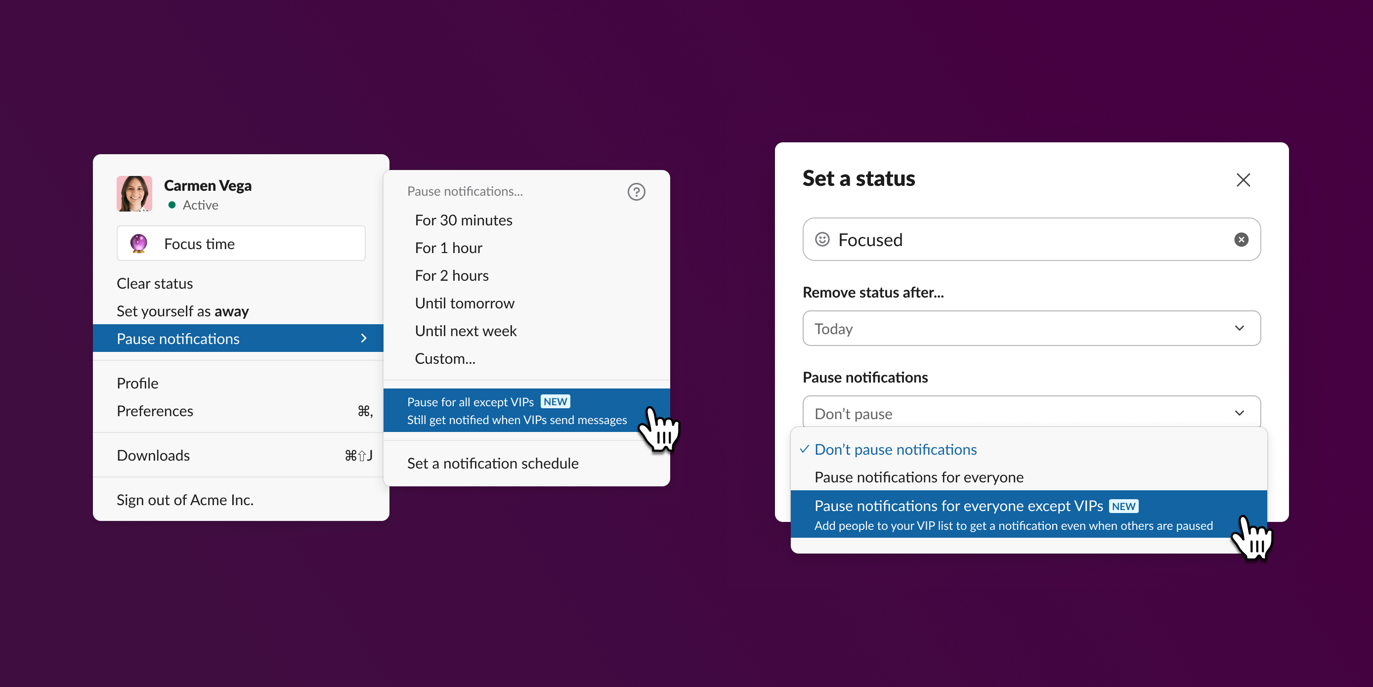 Status drop down